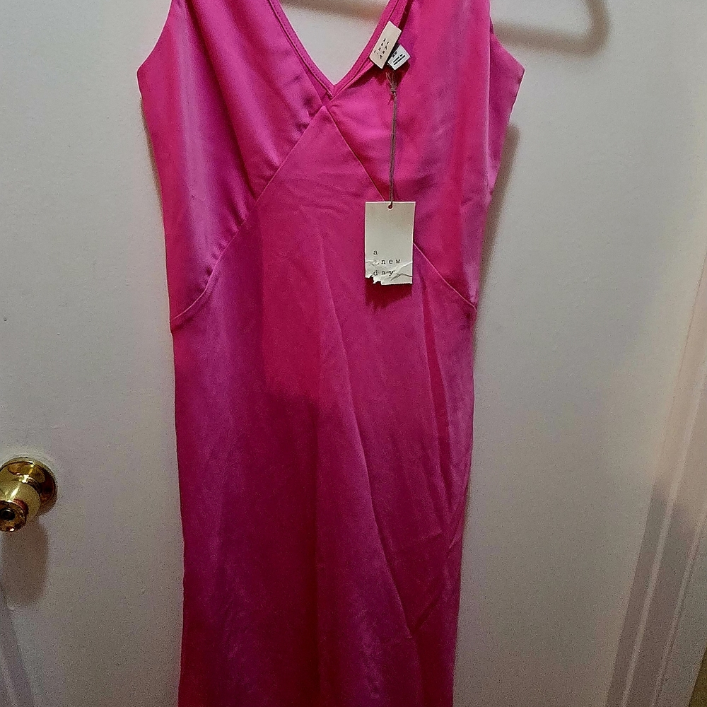 Theory Pink Sheath Midi Dress V-Neck Sleeveless